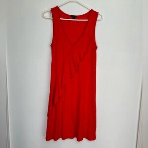 Anthropologie Lilla P (S) Organic Ruffle Boho Romantic Beach Red Midi Dress